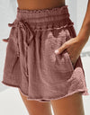 Drawstring Raw Hem Shorts