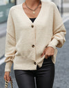 Button-Up Dropped Shoulder Cardigan