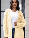 Open Front Cable-Knit Cardigan