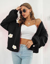 Floral Open Front Long Sleeve Cardigan
