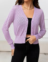 V-Neck Buttoned Long Sleeve Knit Top