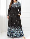 Plus Size Round Neck Maxi Dress with Pockets