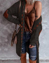 Openwork Long Sleeve Open Front Hooded Cardigan