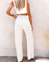 Full Size Decorative Button High Waist Pants