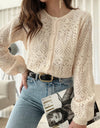 Openwork Button Down Cardigan