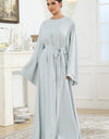 Round Neck Kimono Sleeve Tie Waist Dress