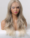 13*2" Lace Front Wigs Synthetic Long Wave 24" 150% Density in Medium Blonde Highlights