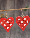 Sequin Heart Leather Drop Earrings