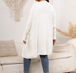 Plus Size Open Front Cardigan With Pockets