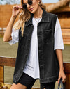 Button Up Sleeveless Denim Jacket