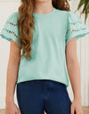 Round Neck Flutter Sleeve T-Shirt