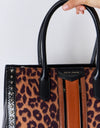 David Jones Leopard Contrast Rivet Handbag