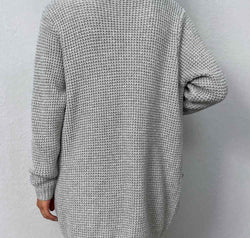 Rib-Knit Open Front Pocketed Cardigan