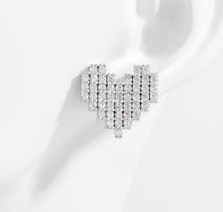 925 Sterling Silver Inlaid Zircon Heart Stud Earrings