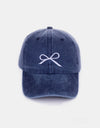 Zenana Bow Embroidered Washed Cotton Caps