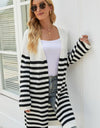 Striped Open Front Longline Cardigan