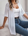 Openwork Open Front Half Sleeve Cardigan