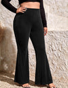 Plus Size Ribbed High Waist Flare Pants