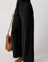 Drawstring Smocked Waist Wide Leg Pants