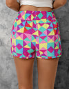 Color Block Elastic Waist Shorts