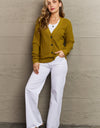 Zenana Kiss Me Tonight Full Size Button Down Cardigan in Chartreuse