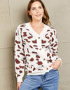 Woven Right Animal Print Button Front Sweater Cardigan