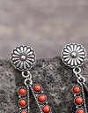 Alloy Beaded Teardrop Earrings