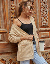 Ribbed Open Front Long Sleeve Cardigan