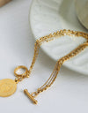 Coin Pendant Toggle clasp 18K Gold-Plated Bracelet