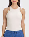 Cutout Round Neck Racerback Active Tank