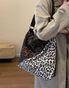 Leopard Contrast Adjustable Strap Shoulder Bag