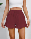 Full Size Drawstring Ruffle Hem Shorts