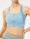 Zip-Up Round Neck Sports Bra