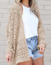 Openwork Open Front Long Sleeve Cardigan