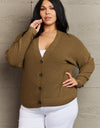 Zenana Kiss Me Tonight Full Size Button Down Cardigan in Olive