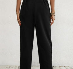 Buttoned Tie-Waist Cropped Pants