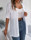 Openwork Open Front Half Sleeve Cardigan