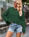 Round Neck Drop Shoulder Long Sleeve Sweater