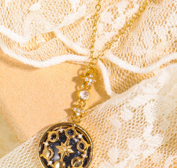 Vintage Blue Sandstone Pendant Copper Necklace