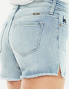 Kancan High Rise Side Slit Denim Shorts