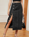 Button Down Midi Denim Skirt