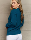 Zenana Kiss Me Tonight Full Size Button Down Cardigan in Teal