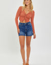 RISEN High Waist Side Slit Denim Shorts