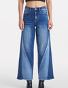 BAYEAS Full Size High Waist Two-Tones Patched Wide Leg Jeans