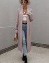 Waffle Knit Open Front Duster Cardigan With Pockets