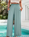 Smocked Wide Leg Pants with Pockets