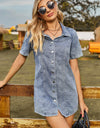 Snap Down Short Sleeve Denim Dress