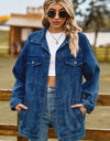 Buttoned Collared Neck Denim Jacket with Pockets