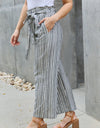 Heimish Find Your Path Full Size Paperbag Waist Striped Culotte Pants