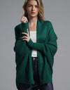 Dolman Sleeve Open Front Ribbed Trim Longline Cardigan